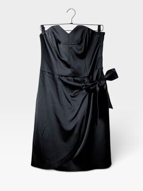 La Perla Collezione Black Strapless Mini Satin Dress Size 46 Made in Italy (L)